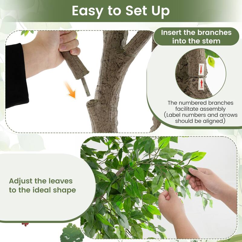Gymax 8.2 FT Tall Artificial Ficus Tree w/ Leaves Wide Stable