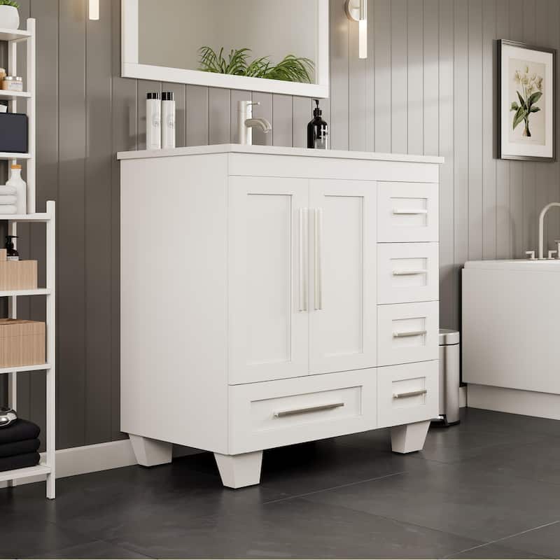Loon 30"W Bath Vanity with Carrara Quartz Vanity Top & Undermount Sink