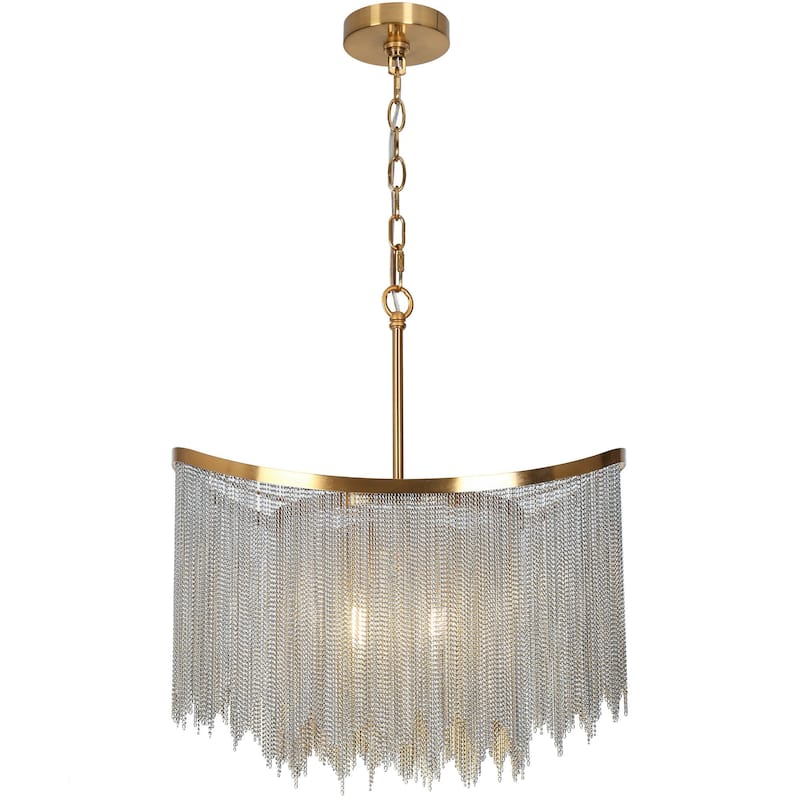 Modern Glam 4-Light Chain Fringe Chandelier for Dining Room Bedroom - D18" x H80.8" Max