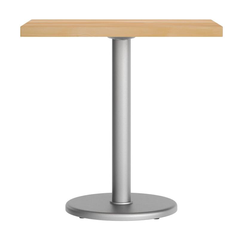 Rectangular Solid Wood Commercial Tabletop with 18" Round Dining Height Base - 24"W x 30"D x 29.5"H