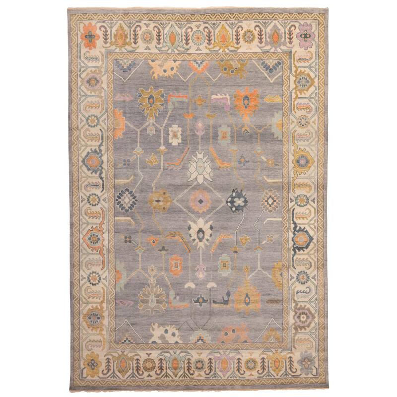 ECARPETGALLERY Hand-knotted Modern Oushak Grey Wool Rug - 9'8 x 13'9