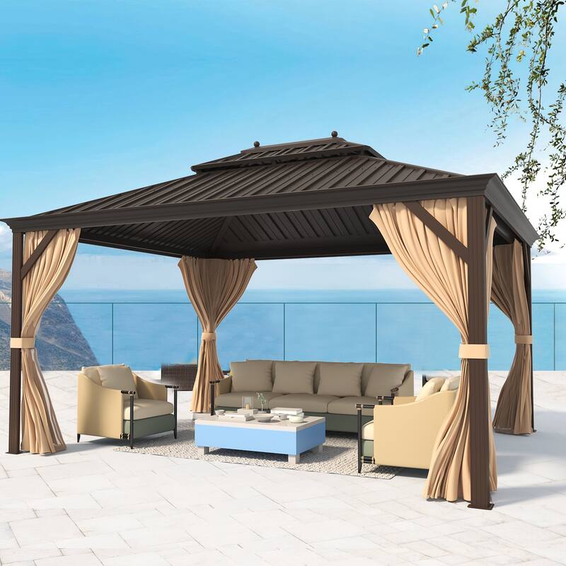 EROMMY Hardtop Asphalt Roof Spruce Wood Gazebo