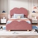 preview thumbnail 2 of 25, Twin Size Velvet Upholstered Platform Bed, Cloud Shape Headboard,Footboard, Side board