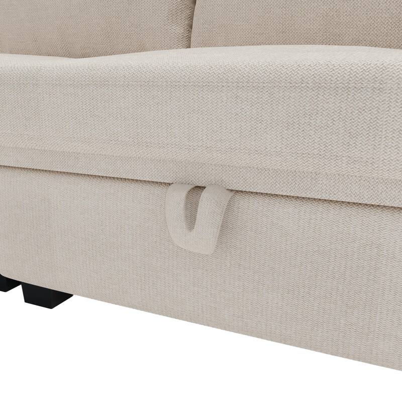 Linen Fabric U Shaped Modular Couch Set with Ottomans and Storage Seats