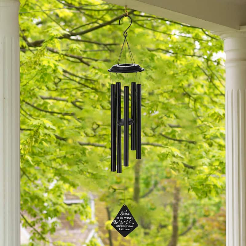 Glitzhome Set of 2 - 38''H Metal Black Windchime