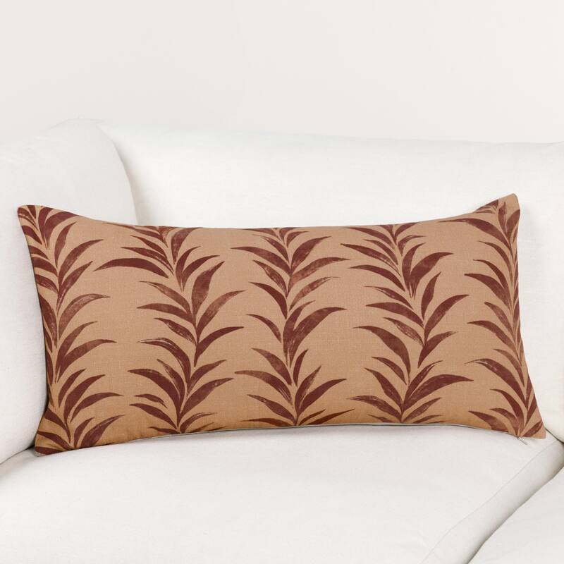 Villa by Classic Home Alula Cotton Fabric Throw Pillow - Burgundy - 14x26