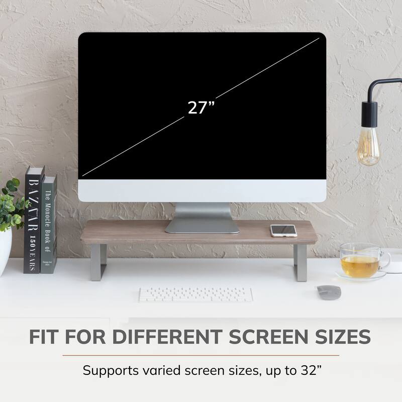 Jani Wood Monitor Stand Riser Desk - Ergonomic Design Stand, Desktop Organizer Table for Home, Office Workspace, Gaming Desk