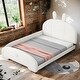 preview thumbnail 1 of 10, Full Size Upholstered Platform Bed with Cartoon Ears Shaped Headboard, White White