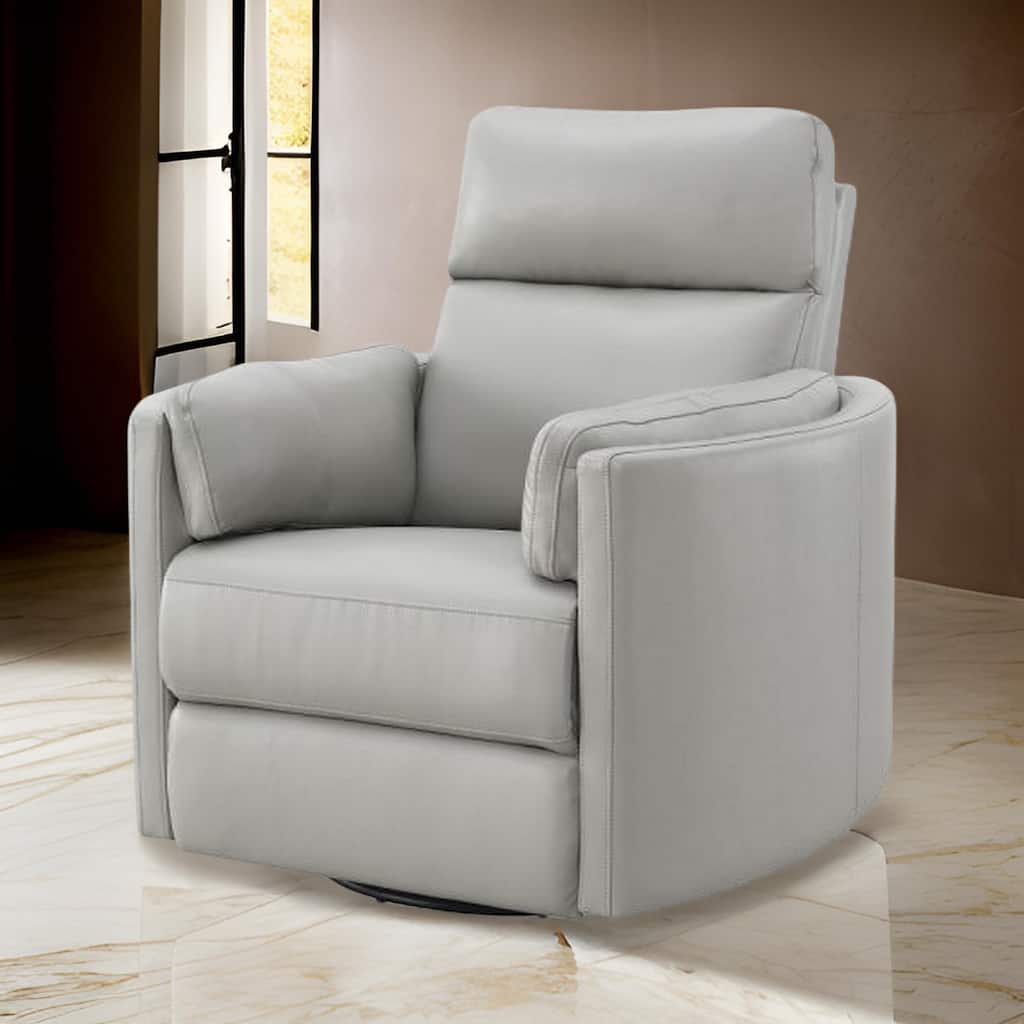 Sage 37 Inch Manual Recliner with Swivel, Chenille Upholstery, Smooth Gray