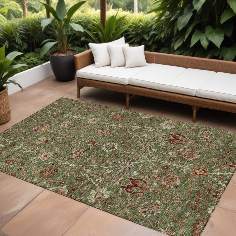 HomeRoots Floral Transitional Rectangle Outdoor Rug