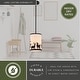 preview thumbnail 5 of 9, Acadia Bronze Rustic Mini Pendant Ceiling Light White Linen Shade Deer and Tree - 7.5-in W x 23-in H x 7.5-in D