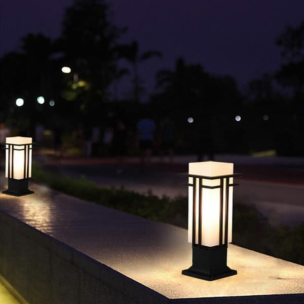 Outdoor Post Light Fixture Lantern Lamp Garden Fence Pillar Set Waterproof  Black Electric