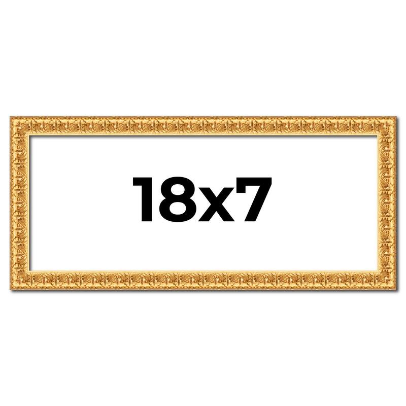 18x7 Frame Gold Real Wood Picture Frame Width 1 inches | Interior