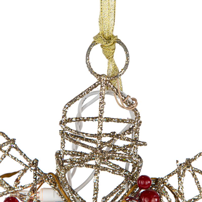 19" Silver Glittered Berry Rattan Snowflake Christmas Window Decor