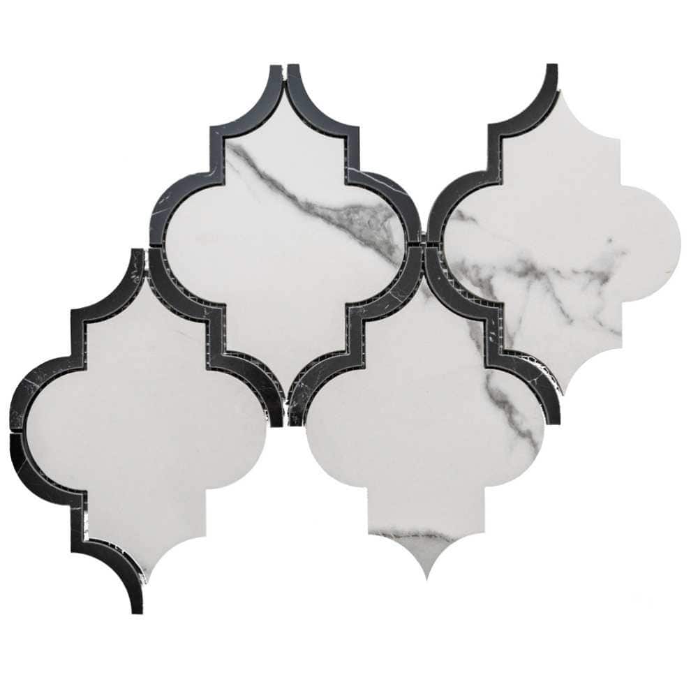 Stately Lantern 9x14 Polished Porcelain Arabesque Mosaic Tile - Wall, Backsplash