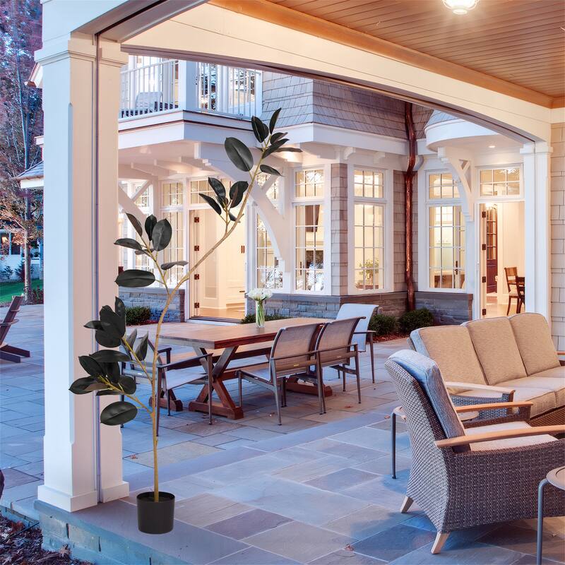 6.9ft Artificial Rubber Tree with Real Touch Leaves