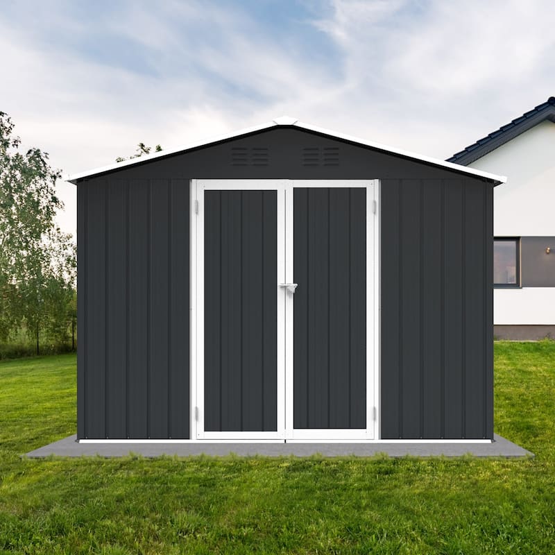 Metal garden sheds 6ftx8ft outdoor storage sheds - Dark-grey