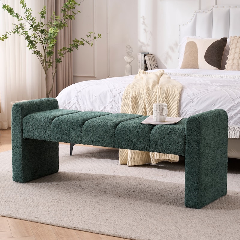 54" Boucle Bedroom Bench with Channel Tufted