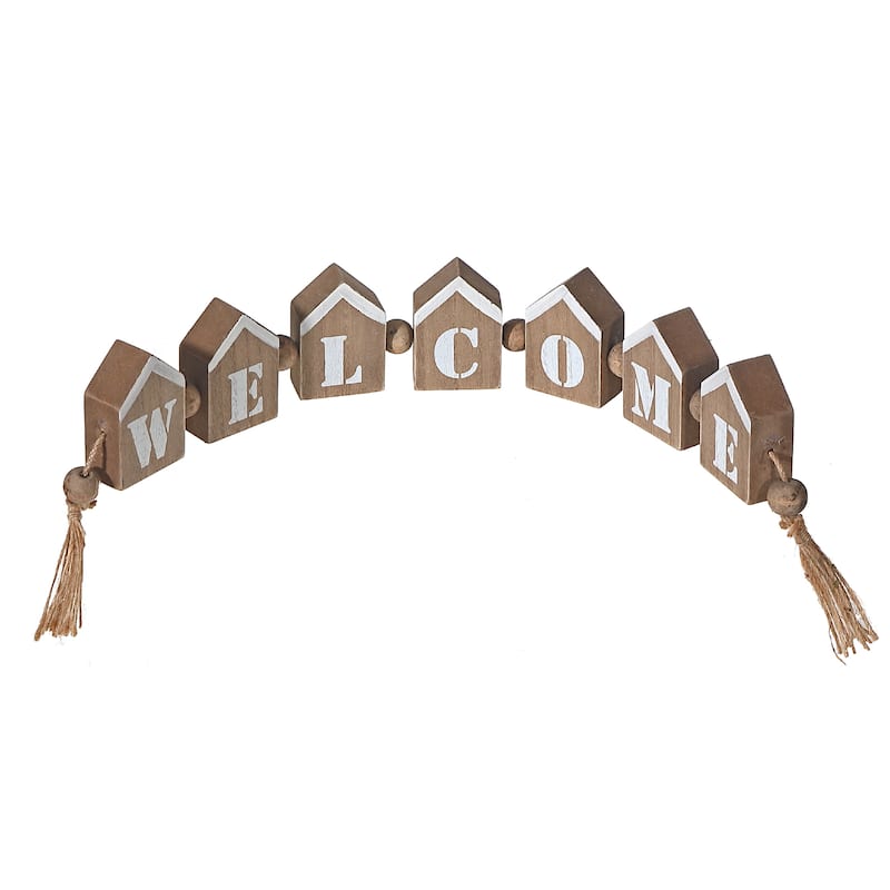 IH Casa Decor Welcome House Block Beaded Stand - Brown