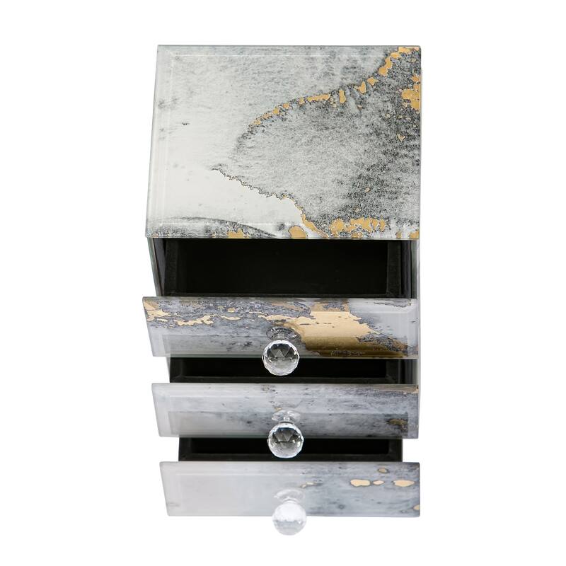 Mele and Co Maura Marbled Glass Jewelry Box with Gold Accents