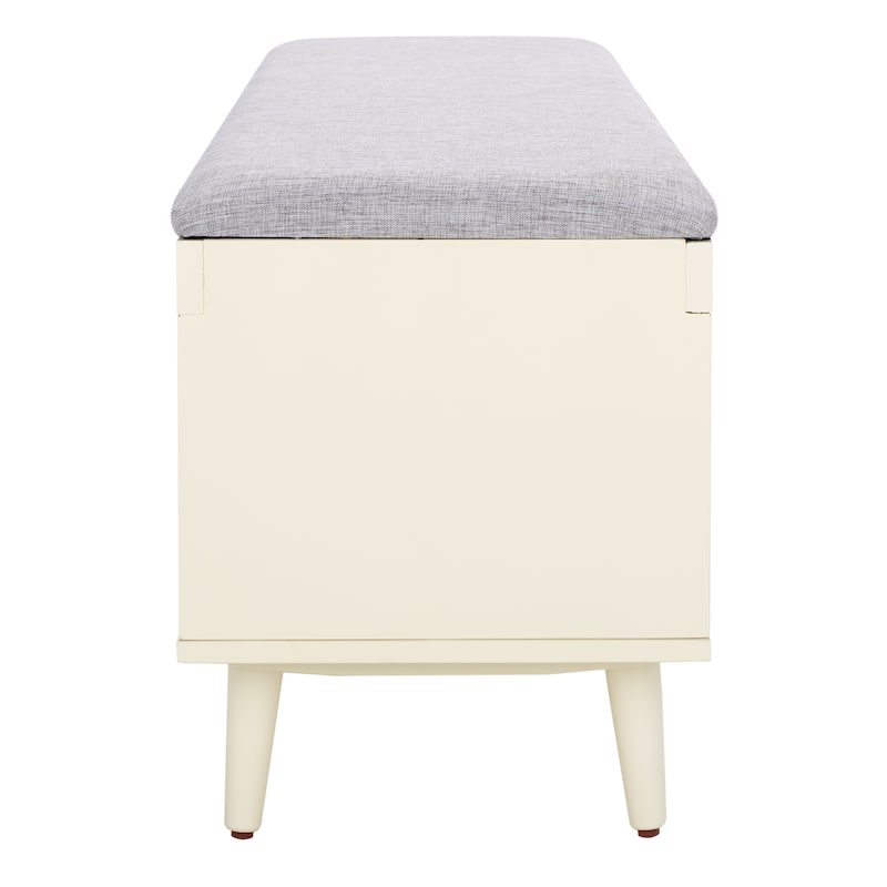 SAFAVIEH Cricket Mid-Century Modern Open Shelf Storage Bench with Cushion