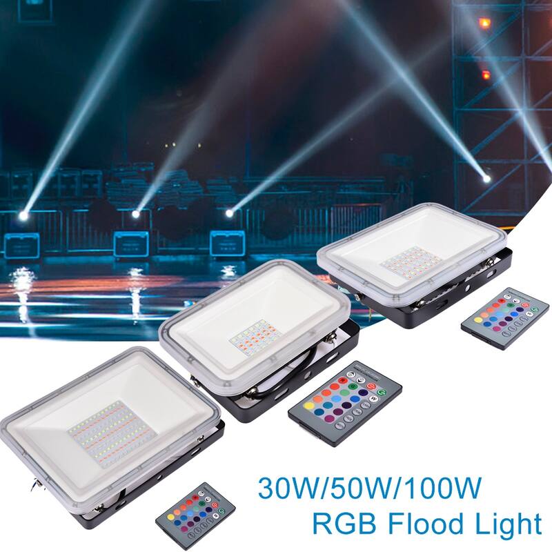 RGB LED Flood Lights, 30W/50W/100W Color Changing Spotlight with R/C