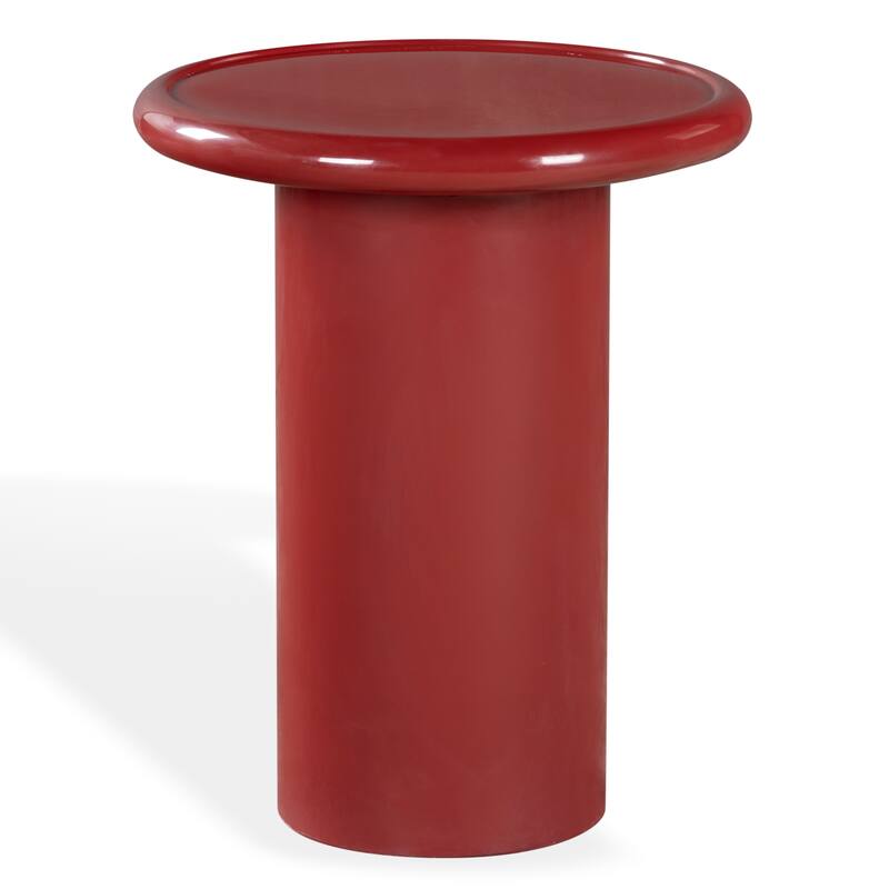 SAFAVIEH Couture Lollita Round Concrete Accent Table - 18"W x 18"D x 22"H - Red