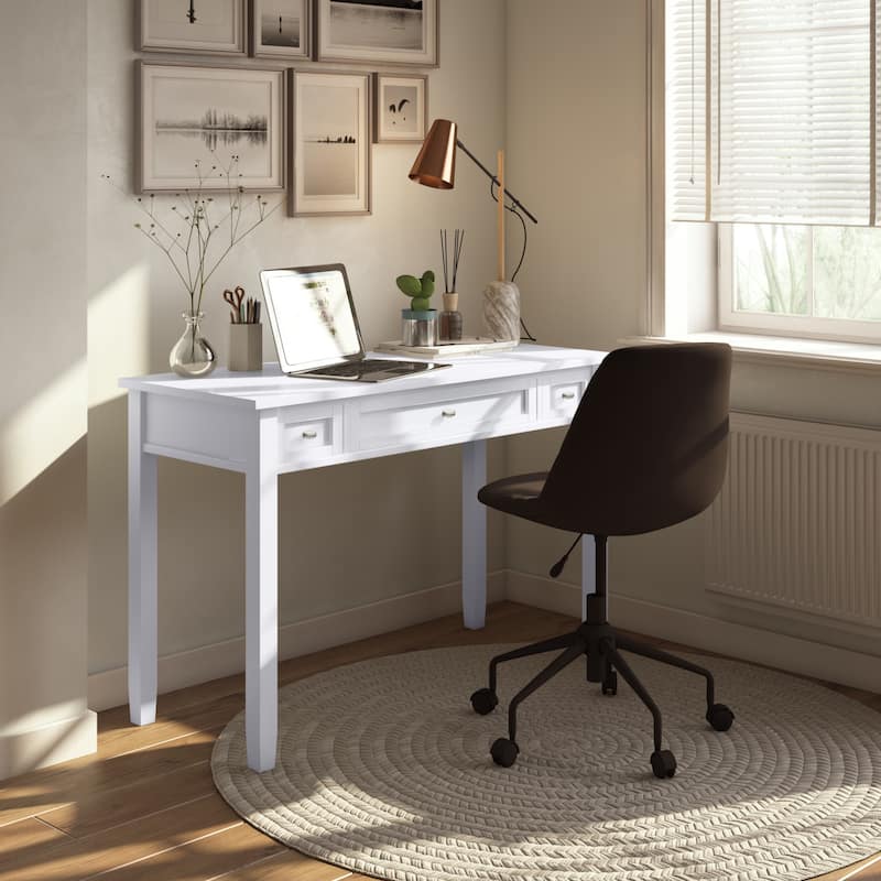 WYNDENHALL Norfolk Solid Wood Transitional Writing Office Desk - White