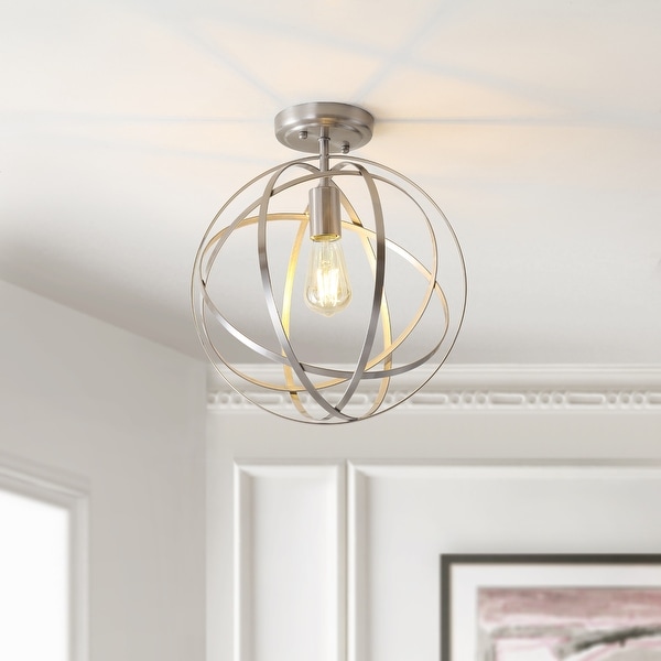 Alma 13" Metal LED Flush Mount, Nickel by JONATHAN Y - Silver. Opens flyout.