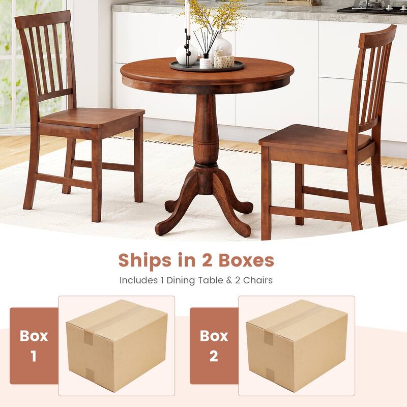 Gymax 3-Piece Dining Kitchen Table Dining Set Mid-Century Round