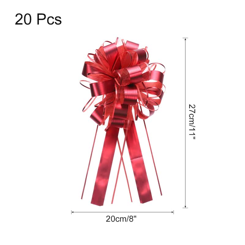 20pcs 11" Large Pull Bow Metallic Gift Wrapping Bows Ribbon - Red