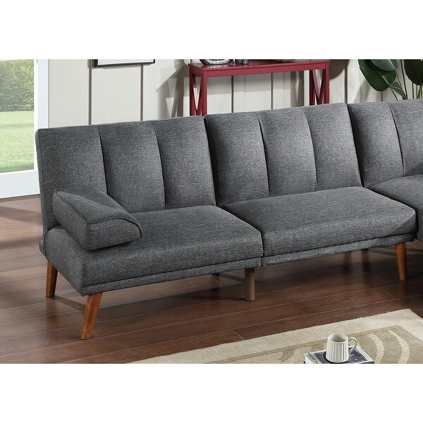 Blue Grey Adjustable Sofa - Solid Wood Legs with Convertible Blue Grey Adjustable Sofa - Solid Wood Legs with Convertible
