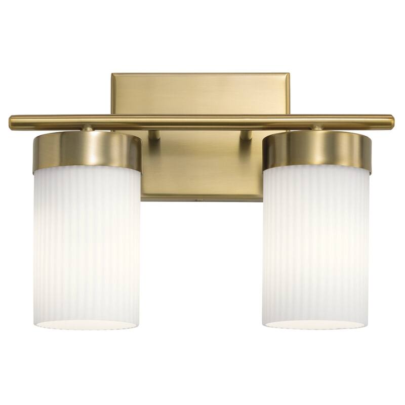 Kichler Ciona 14.5 inch 2 Light Vanity Light with Round Ribbed Glass in Brushed Natural Brass