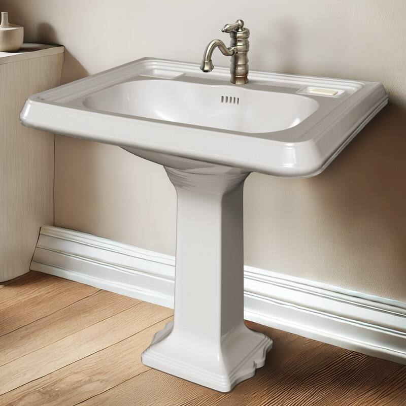 Whitehaus AR854-AR805-1H 28-3/4" Rectangular Vitreous China Pedestal