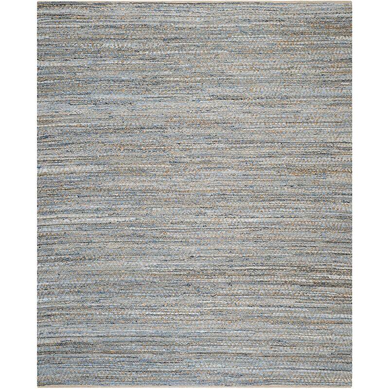 Contemporary Area Rug 6x9 - Chic Natural Blue Jute Braided Rug for Living Room Bedroom - 108 x 72