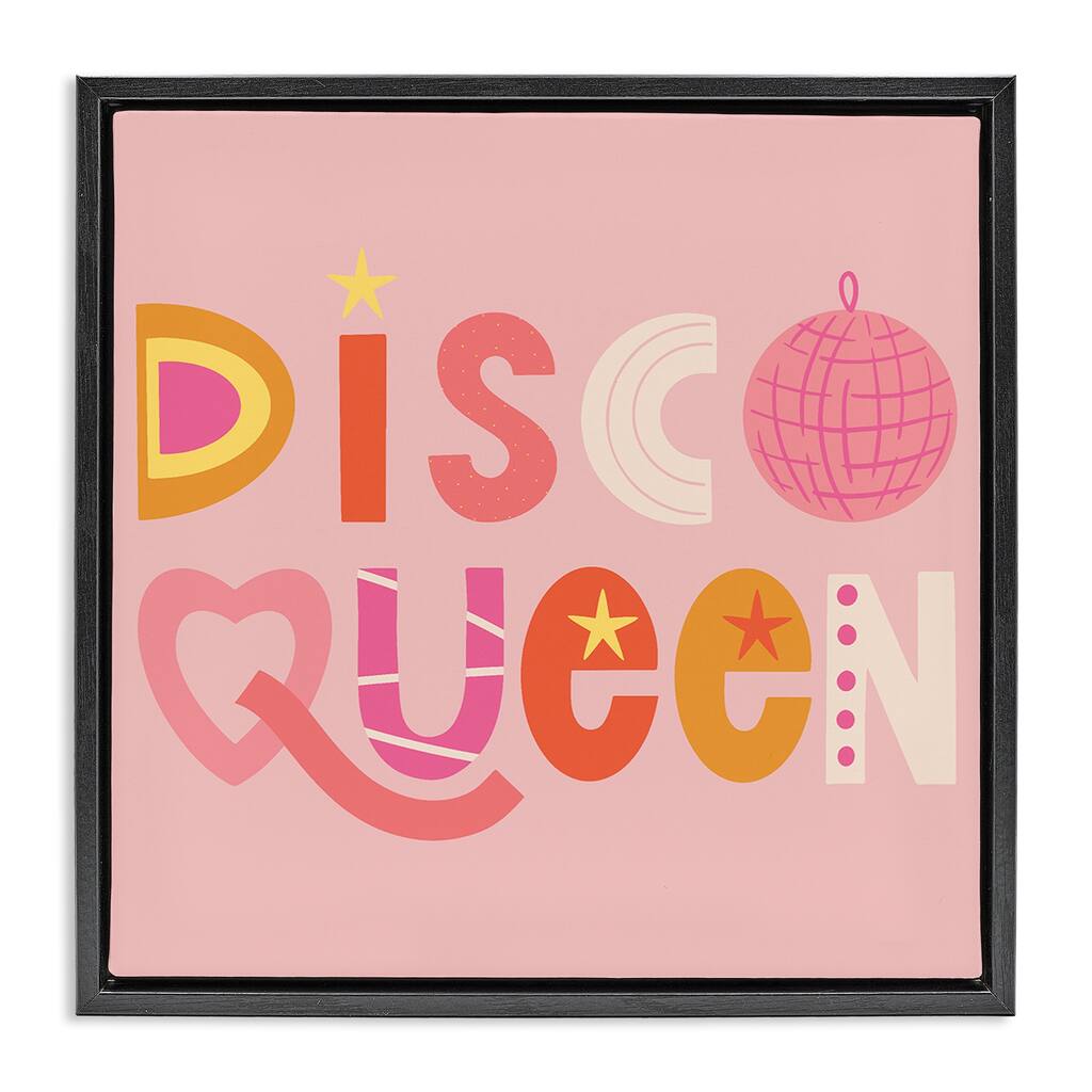 Stupell Disco Queen Pastel Pink Framed Floater Canvas Wall Art Design By Sazerelli Designs