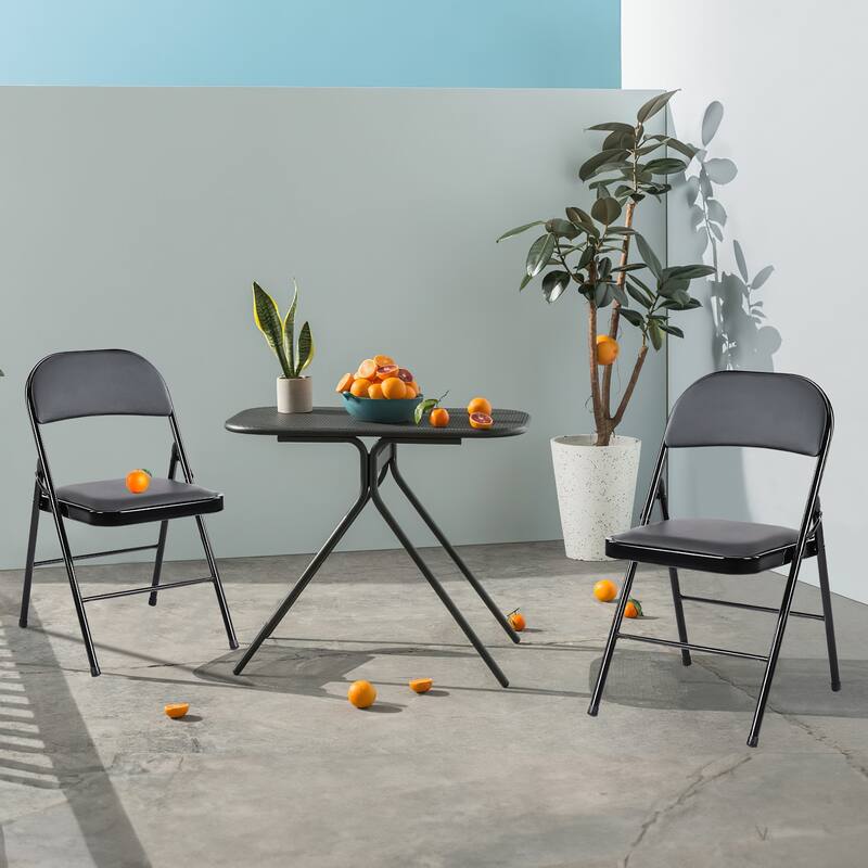 4-Pack Leather Padded Folding Chairs
