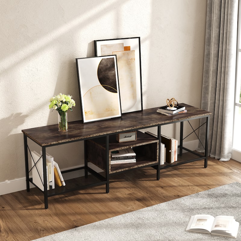TV Stand Console Entertainment Center with Storage Shelves