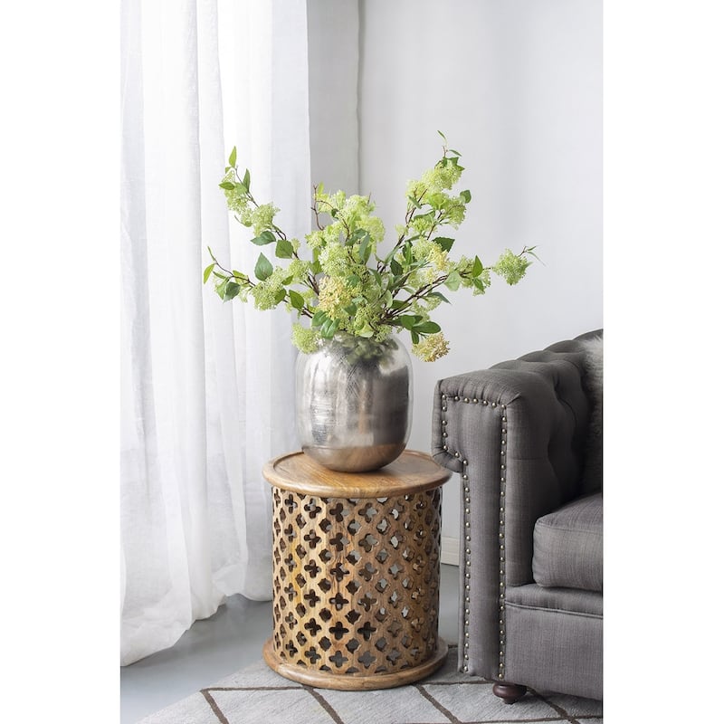 10.5x10.5x13" Aluminum Vase, Silver Streaks