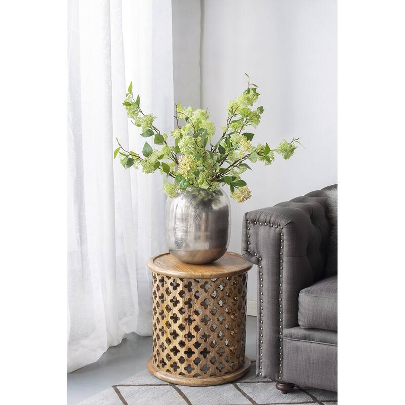 10.5x10.5x13" Aluminum Vase with Silver Streak Finish Modern Home Decor