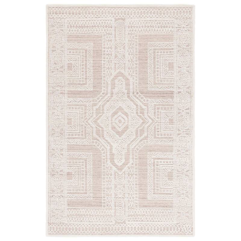 SAFAVIEH Handmade Ebony Kaye Wool Rug - 4' x 6' - Beige/Ivory