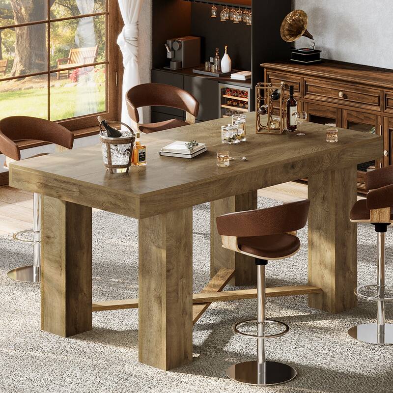 55" Modern Farmhouse Rectangular Bar Table