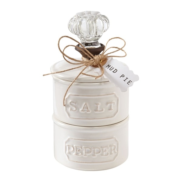 Door Knob Stackable Salt and Pepper Holders Cellar Set - By Mud Pie - 6 in. x 3.5 in.