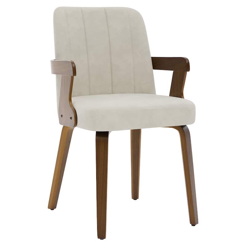Mid-century Modern Upholstered Dining Chairs Bentwood Side Chairs with Armrests - 34.3"H x 19.9"W x 22.1"D
