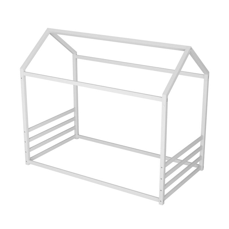 Montessori House Metal Floor Bed with End Guardrails by Harper&Bright Designs