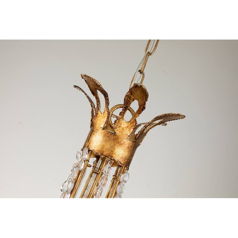 3 Light Mini Antique Gold Rustic Chandelier