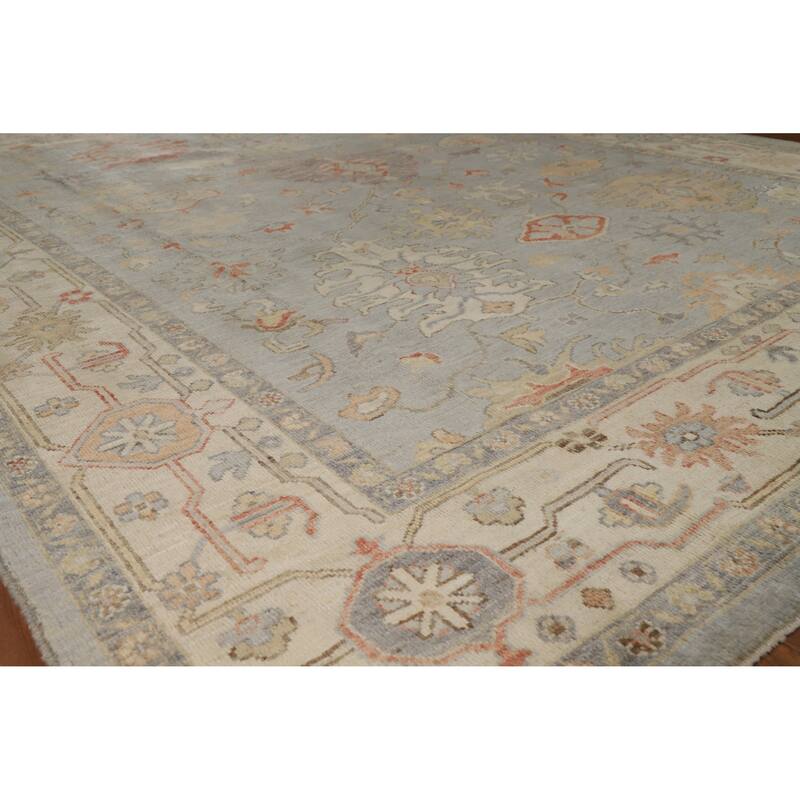 Hand Knotted Oriental 100% Wool Carpet Transitional All-Over Greys & Charcoal Oushak Area Rug - 9' 8'' X 8' 1''