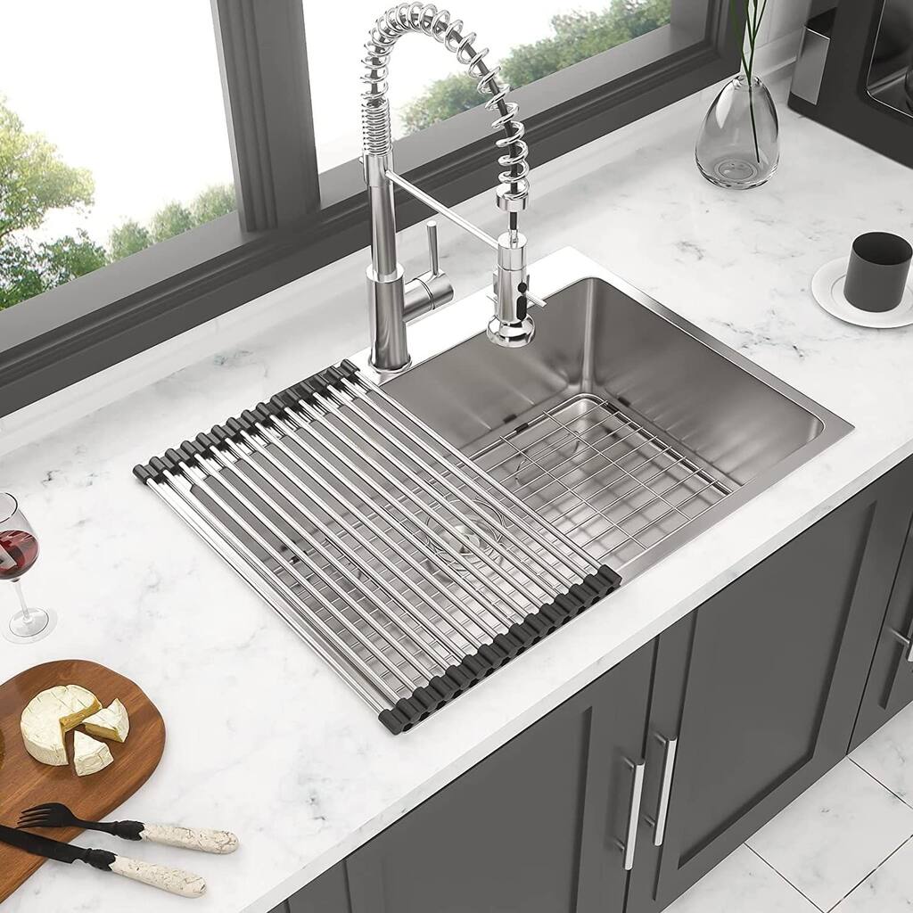 Lordear 28-inch Drop-in 16 Gauge Stainless Steel Single Bowl Topmount Kitchen Sink.