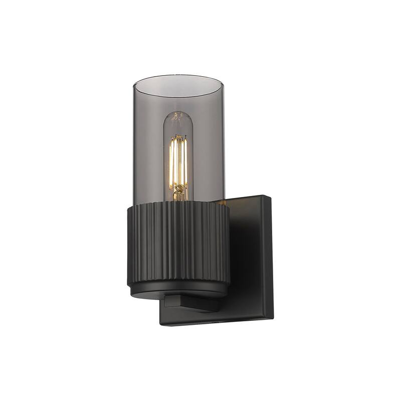 Innovations Lighting 428-1W-7-5 Bolivar Sconce Bolivar 7" Tall Wall - Matte Black / Plated Smoke