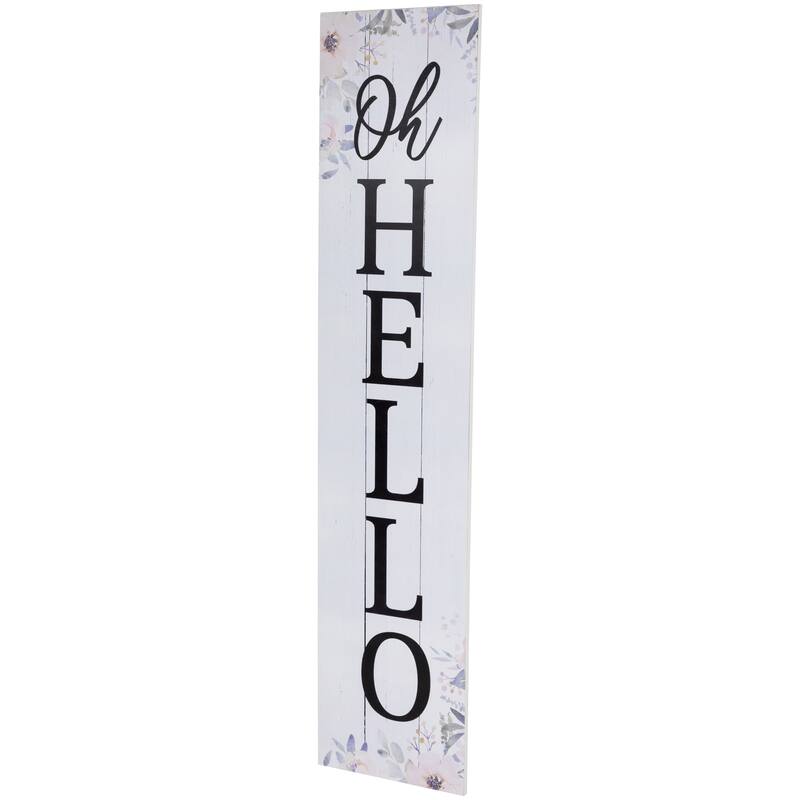 35.75" Floral "Oh Hello" Wooden Wall Sign